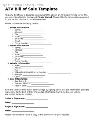 Attorney-Approved ATV Bill of Sale Form