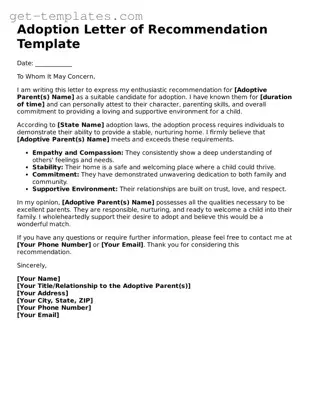Attorney-Approved Adoption Letter of Recommendation Form