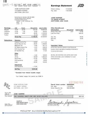 Fill in a Valid Adp Pay Stub Template