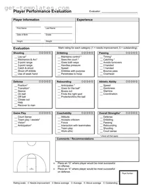 Fill in a Valid Basketball Evaluation Template