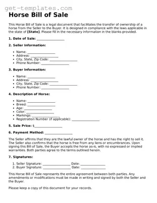 Attorney-Approved Horse Bill of Sale Form
