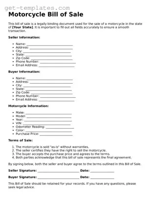 Attorney-Approved Motorcycle Bill of Sale Form