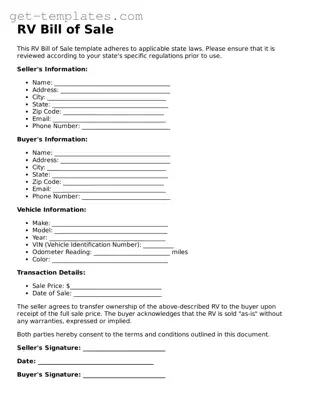 Attorney-Approved RV Bill of Sale Form