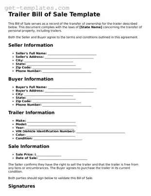 Attorney-Approved Trailer Bill of Sale Form