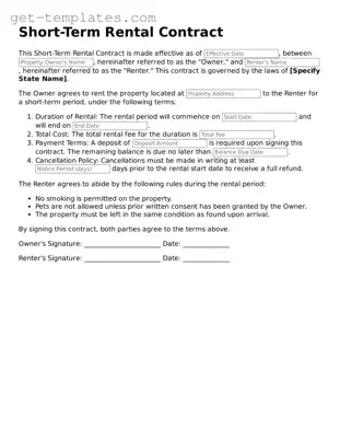 Attorney-Approved Short-Term Rental Contract Form