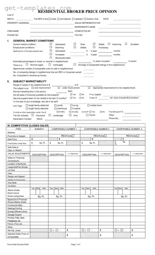Fill in a Valid Broker Price Opinion Template