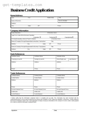 Fill in a Valid Business Credit Application Template