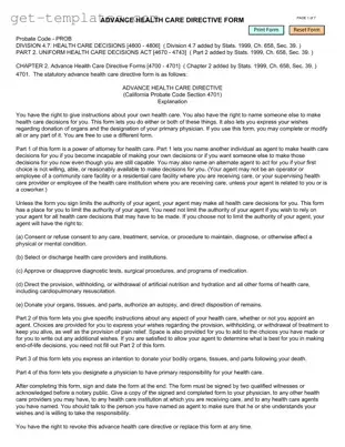 Fill in a Valid California Advanced Health Care Directive Template