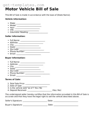 Attorney-Approved Motor Vehicle Bill of Sale Form