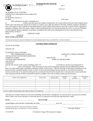 Fill in a Valid Chicago Title Waiver Format Template