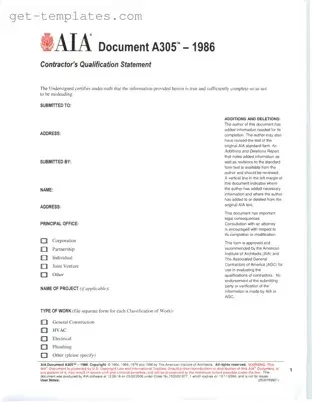 Fill in a Valid AIA A305 Template
