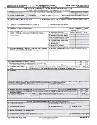 Fill in a Valid Dd 214 Template