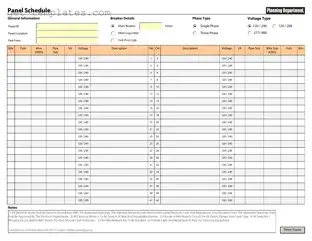 Fill in a Valid Electrical Panel Schedule Template