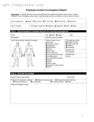 Fill in a Valid Employee Accident Report Template