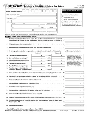 Fill in a Valid IRS 941 Template