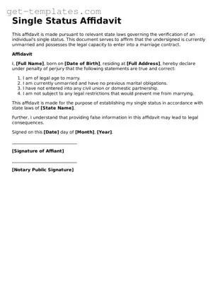 Attorney-Approved Single Status Affidavit Form