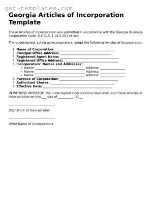 Attorney-Approved  Articles of Incorporation Document for Georgia