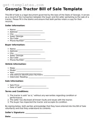 Attorney-Approved  Tractor Bill of Sale Document for Georgia