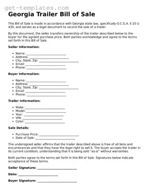 Attorney-Approved Trailer Bill of Sale Document for Georgia