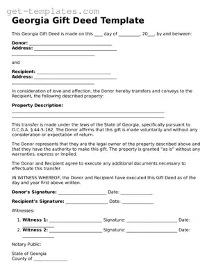 Attorney-Approved  Gift Deed Document for Georgia