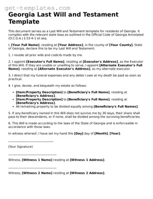 Attorney-Approved  Last Will and Testament Document for Georgia