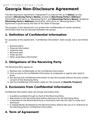 Attorney-Approved  Non-disclosure Agreement Document for Georgia