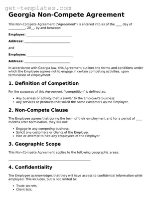 Attorney-Approved  Non-compete Agreement Document for Georgia