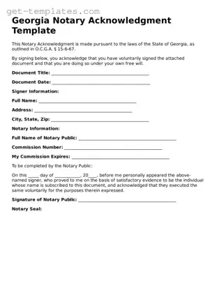 Attorney-Approved  Notary Acknowledgement Document for Georgia