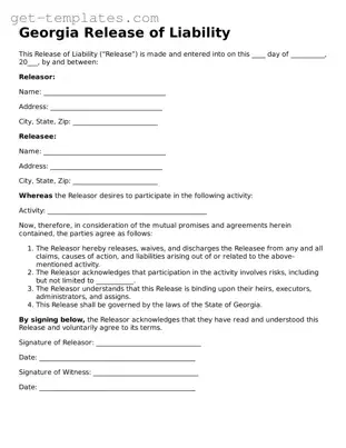 Attorney-Approved  Release of Liability Document for Georgia
