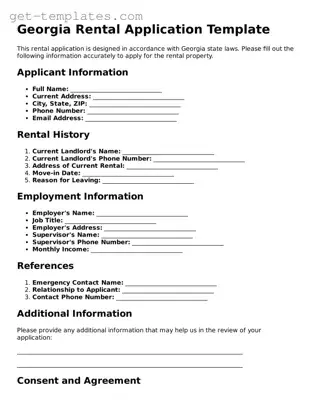 Attorney-Approved  Rental Application Document for Georgia