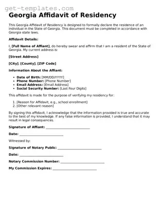 Attorney-Approved  Affidavit of Residency Document for Georgia