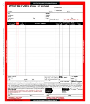 Fill in a Valid Hazard Bill Of Ladden Template