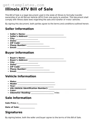 Attorney-Approved  ATV Bill of Sale Document for Illinois