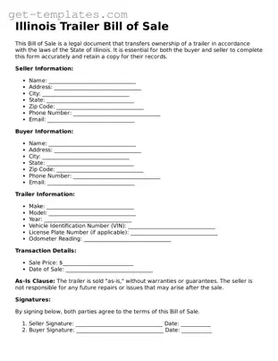 Attorney-Approved  Trailer Bill of Sale Document for Illinois