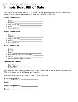 Attorney-Approved  Boat Bill of Sale Document for Illinois