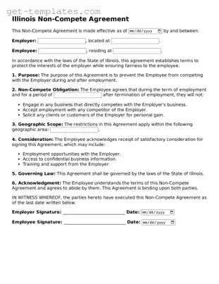 Attorney-Approved  Non-compete Agreement Document for Illinois