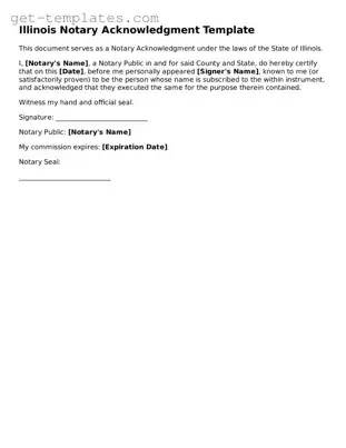 Attorney-Approved  Notary Acknowledgement Document for Illinois