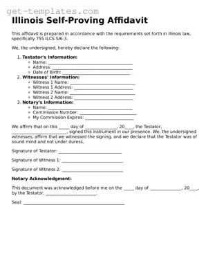 Attorney-Approved  Self-Proving Affidavit Document for Illinois
