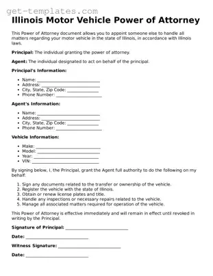 Attorney-Approved  Motor Vehicle Power of Attorney Document for Illinois