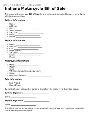 Attorney-Approved  Motorcycle Bill of Sale Document for Indiana