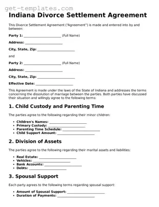 Attorney-Approved  Divorce Settlement Agreement Document for Indiana