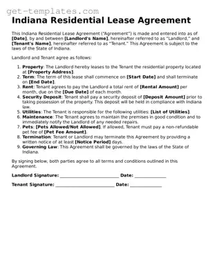 Attorney-Approved  Residential Lease Agreement Document for Indiana