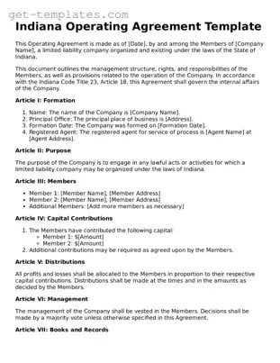 Attorney-Approved  Operating Agreement Document for Indiana