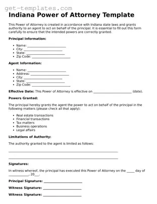 Attorney-Approved  Power of Attorney Document for Indiana