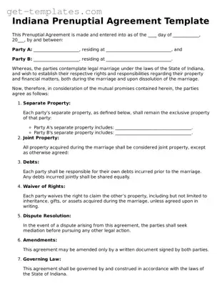Attorney-Approved  Prenuptial Agreement Document for Indiana