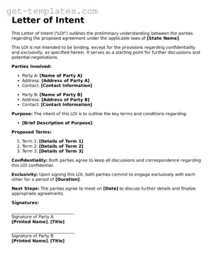 Attorney-Approved Letter of Intent Form
