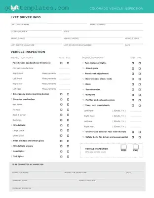 Fill in a Valid Lyft Inspection Template