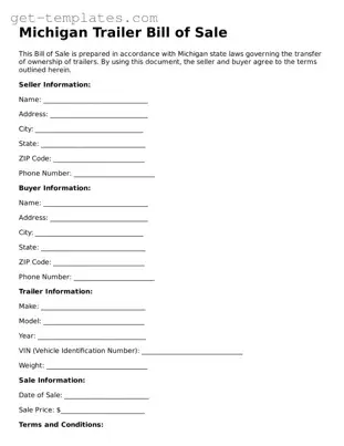 Attorney-Approved  Trailer Bill of Sale Document for Michigan