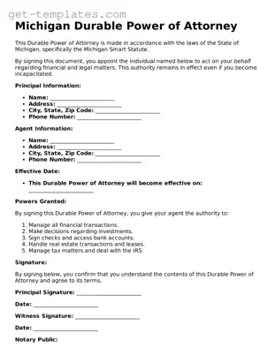 Attorney-Approved  Durable Power of Attorney Document for Michigan