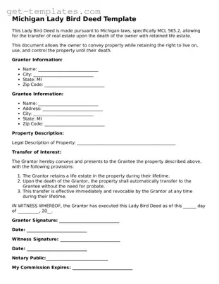 Attorney-Approved  Lady Bird Deed Document for Michigan